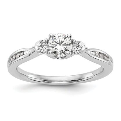 14k White Gold Lab Grown Diamond 3-Stone Engagement Ring 0.62 Ct
