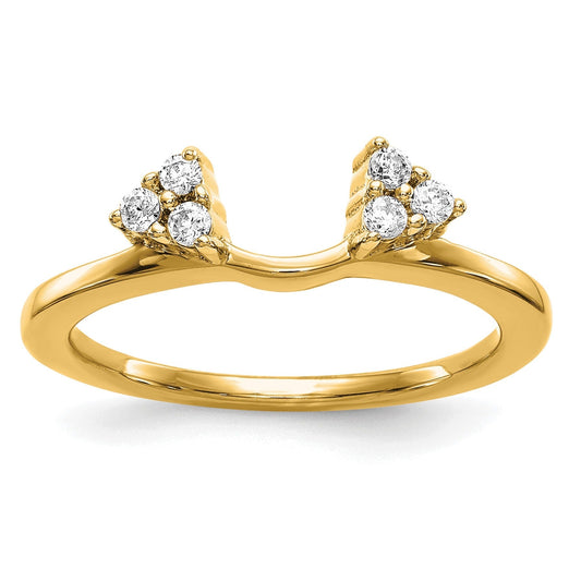 Round Lab Grown Diamond Prong 14K Yellow Gold Tri-Cluster Ring Wrap Enhancer Band