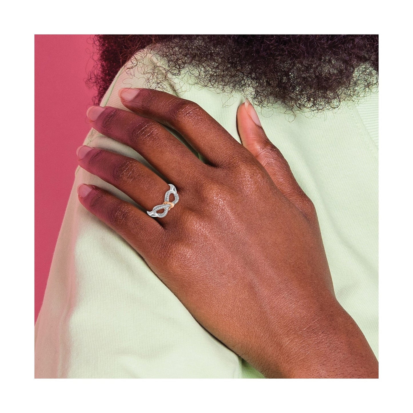 14k Gold Diamond Infinity with Heart Ring