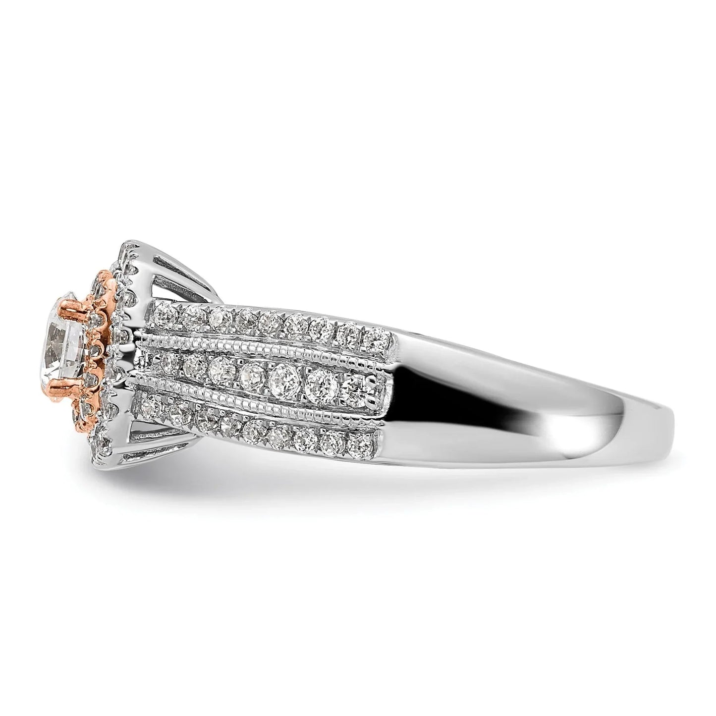 Two-Tone Eternal Promise Lab Grown Diamond Halo Complete Ring 0.87 ct