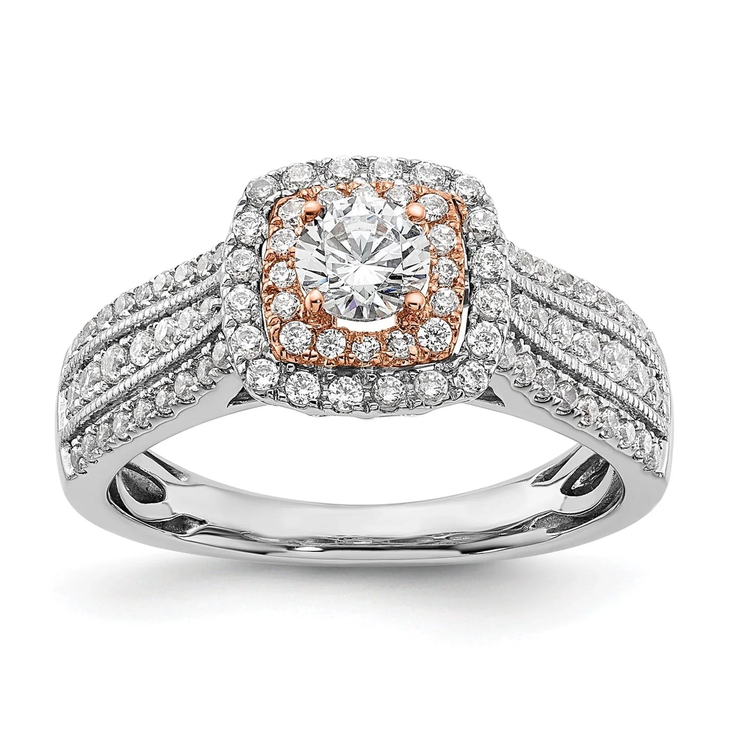 Two-Tone Eternal Promise Lab Grown Diamond Halo Complete Ring 0.87 ct