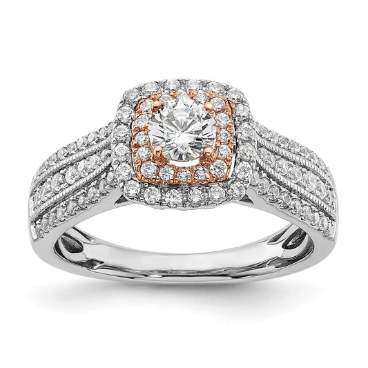 Two-Tone Eternal Promise Lab Grown Diamond Halo Complete Ring 0.87 ct