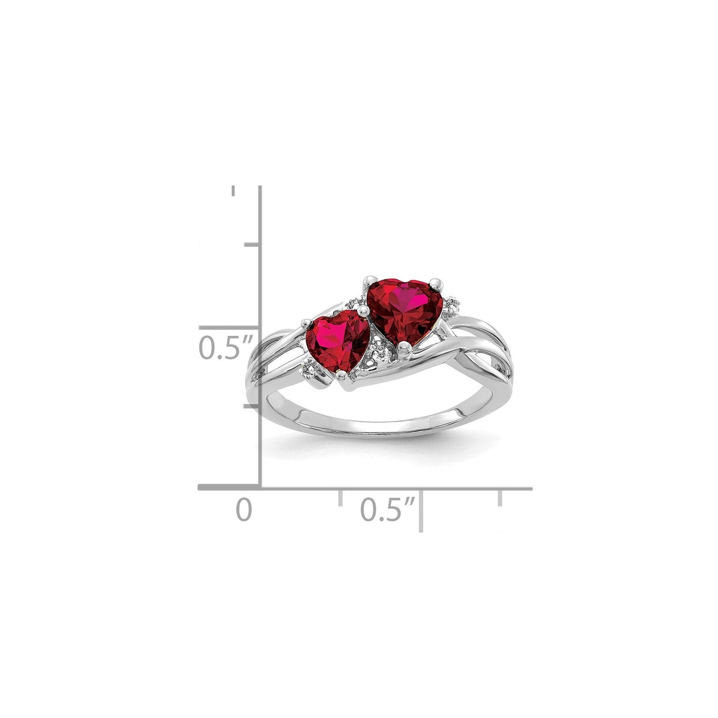 1.648 Ct Double Heart Red Ruby and Lab Diamond Gold Toi et Moi Bypass Ring