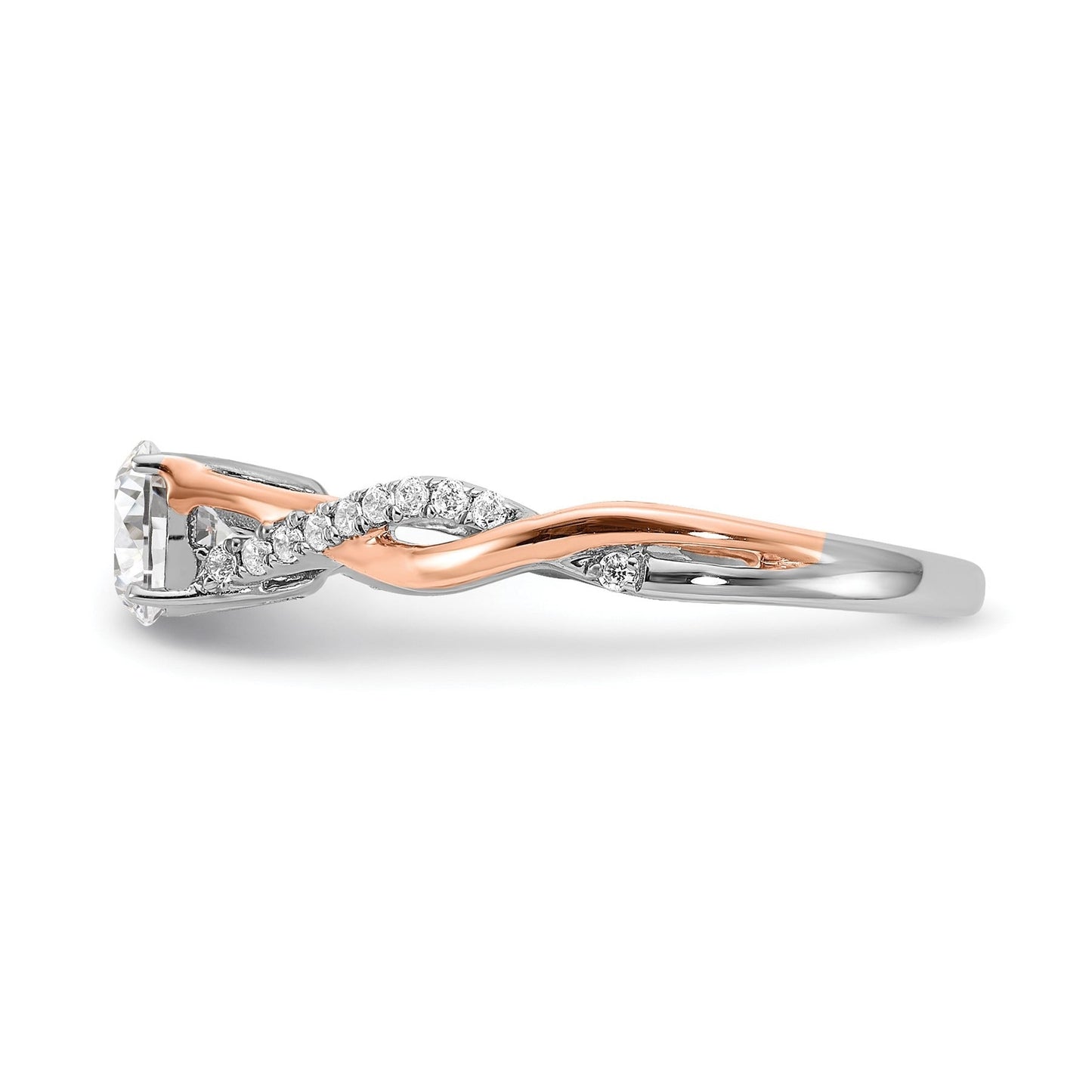 14k Two-tone Gold Lab Grown Diamond Bypass Engagement Ring 0.62 carat