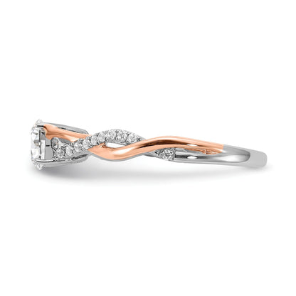 14k Two-tone Gold Lab Grown Diamond Bypass Engagement Ring 0.62 carat