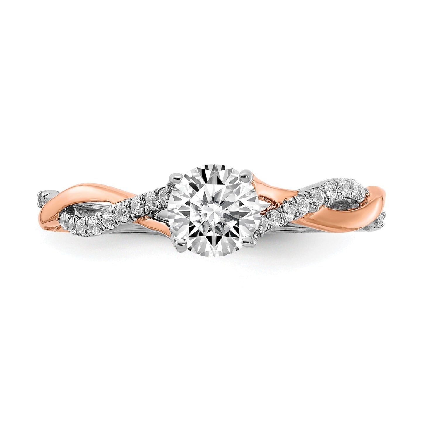 14k Two-tone Gold Lab Grown Diamond Bypass Engagement Ring 0.62 carat