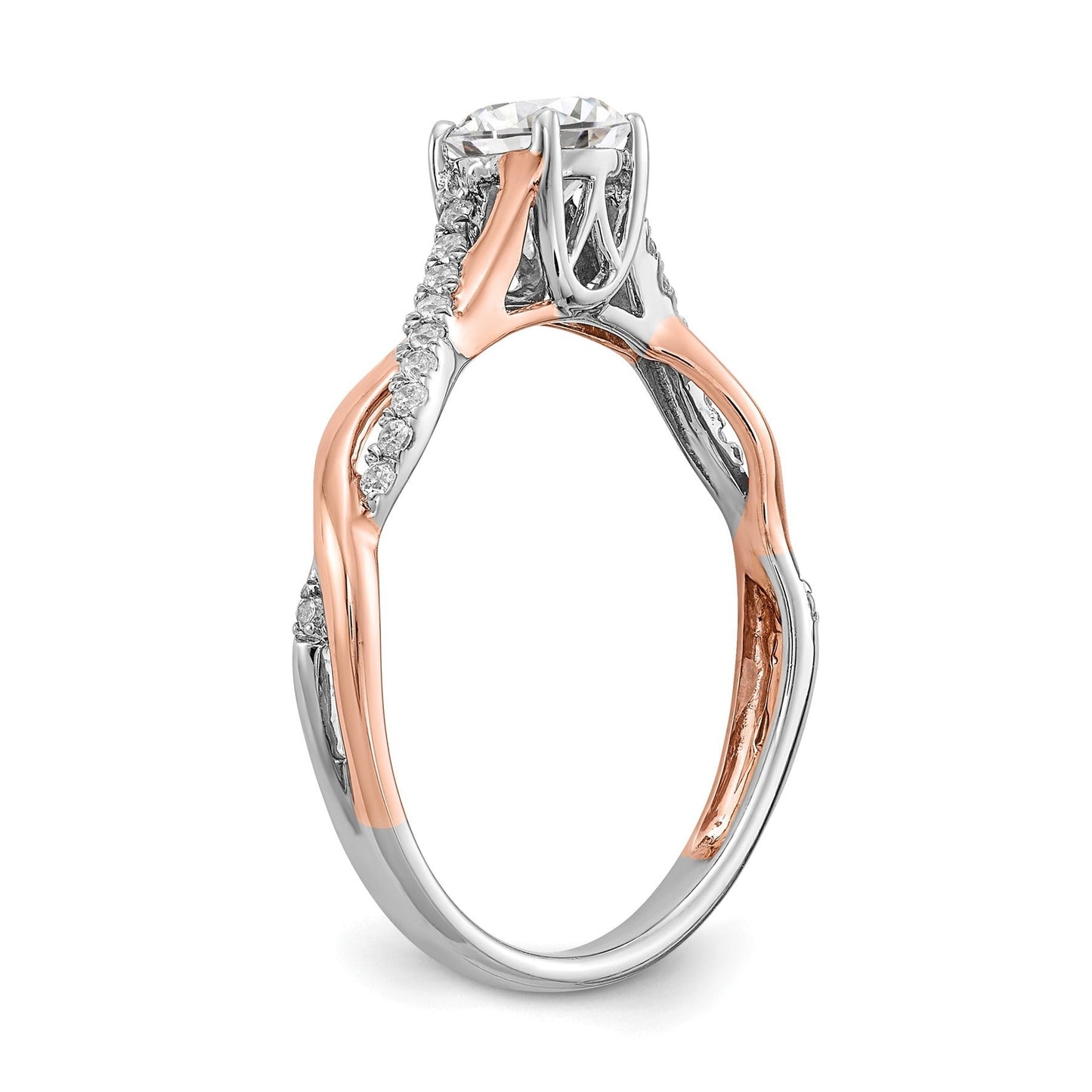 14k Two-tone Gold Lab Grown Diamond Bypass Engagement Ring 0.62 carat