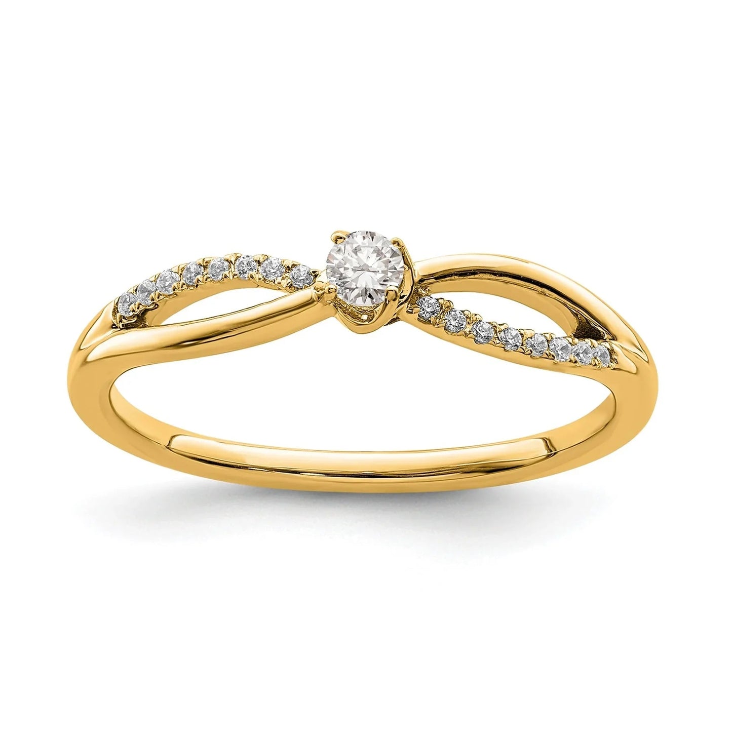 14K Yellow Gold Lab Grown Diamond Round Petite Infinity Ring 1/8 carat