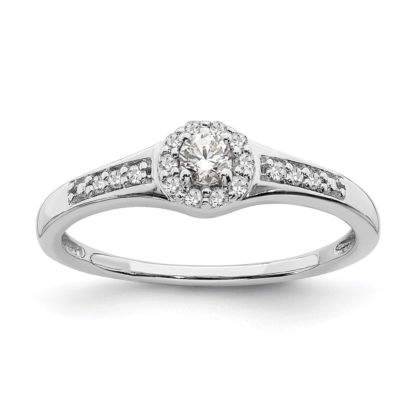 Lab Grown Diamond Cluster Engagement Ring 10K White Gold 0.2 Ct
