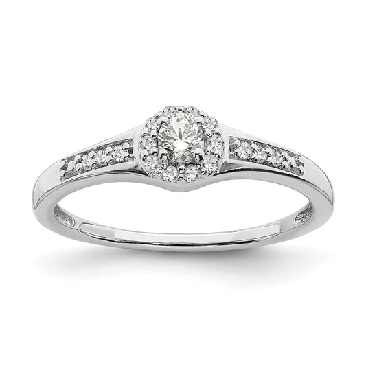 Lab Grown Diamond Cluster Engagement Ring 10K White Gold 0.2 Ct