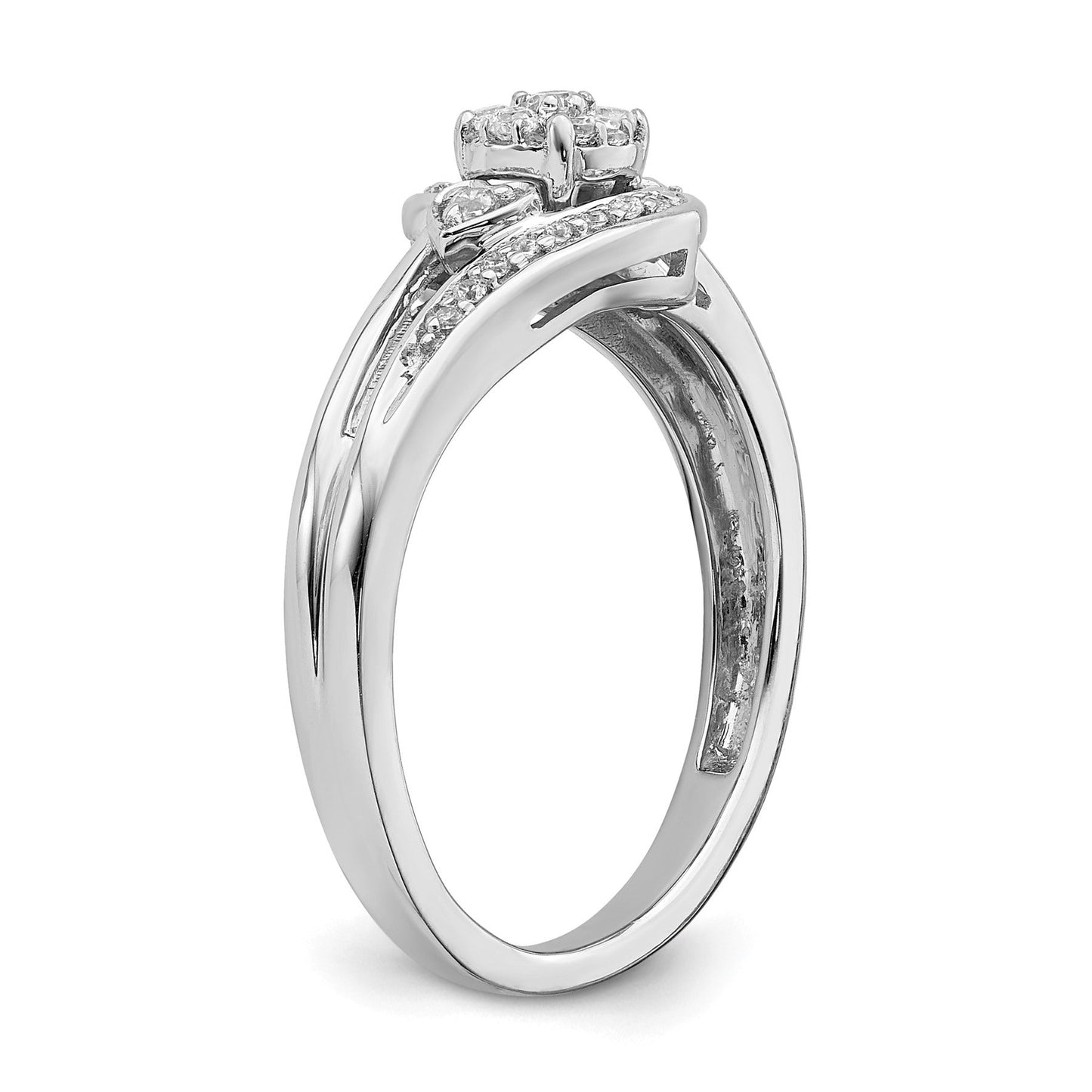 10K White Gold Lab Grown Diamond Cluster Engagement Ring 0.2 ct