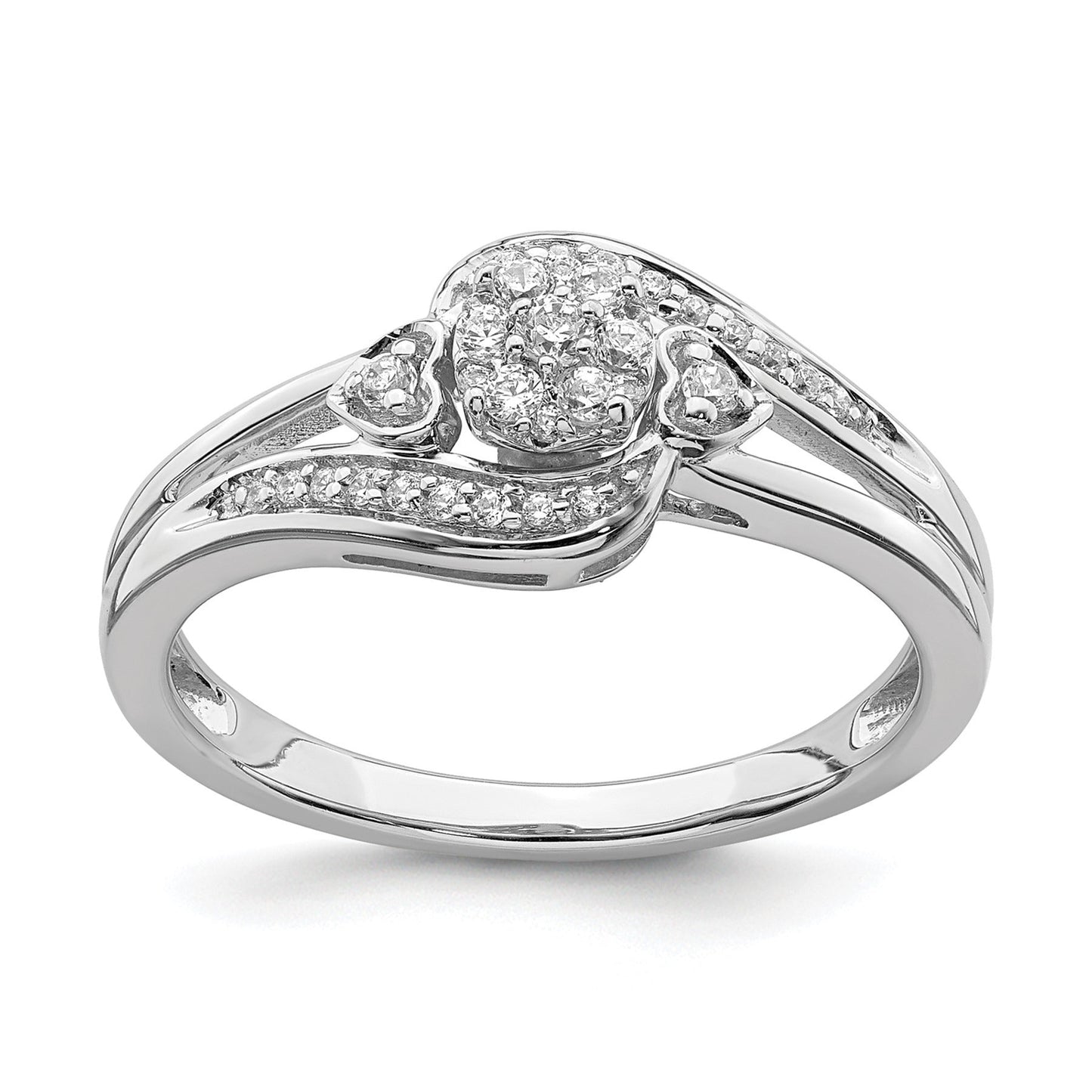 10K White Gold Lab Grown Diamond Cluster Engagement Ring 0.2 ct