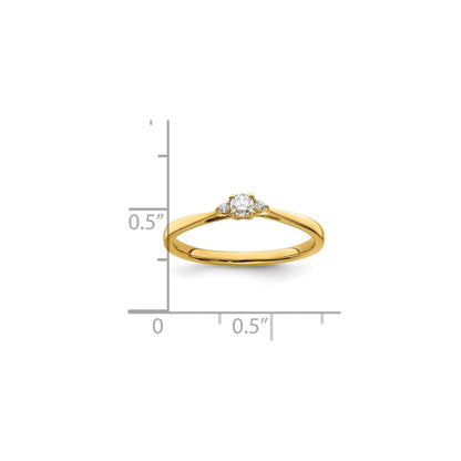 14k Gold Lab Grown Diamond Petite Three Stone Engagement Ring 1/8 carat