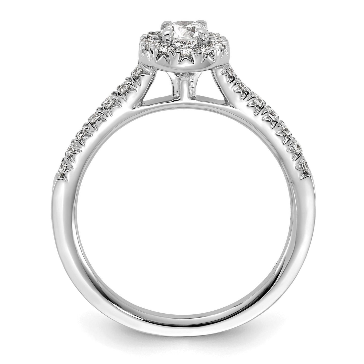 Lab Grown Diamond Halo Pave Ring 14K White Gold 0.5 ct