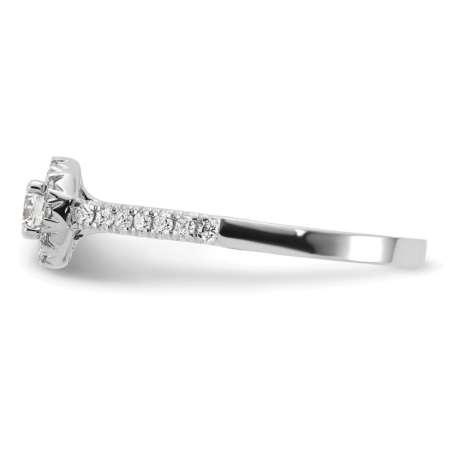 Lab Grown Diamond Halo Pave Ring 14K White Gold 0.5 ct