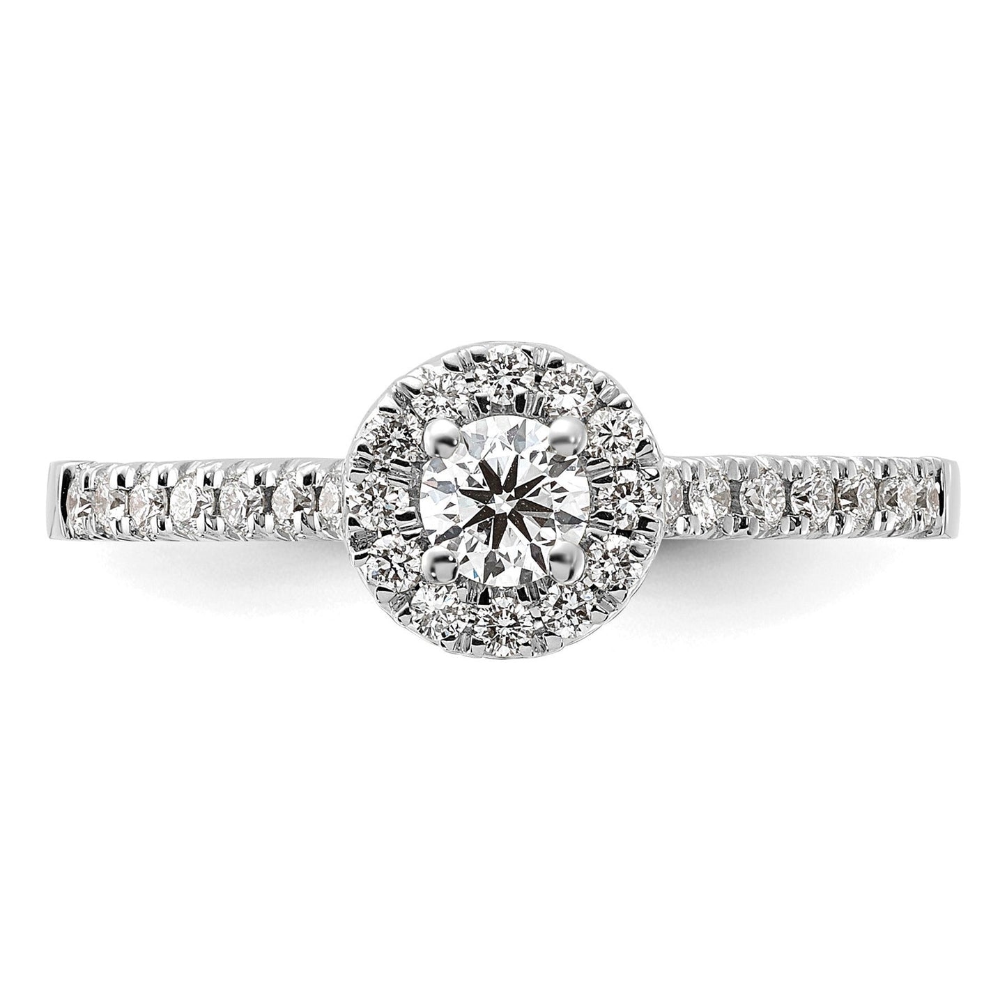 Lab Grown Diamond Halo Pave Ring 14K White Gold 0.5 ct