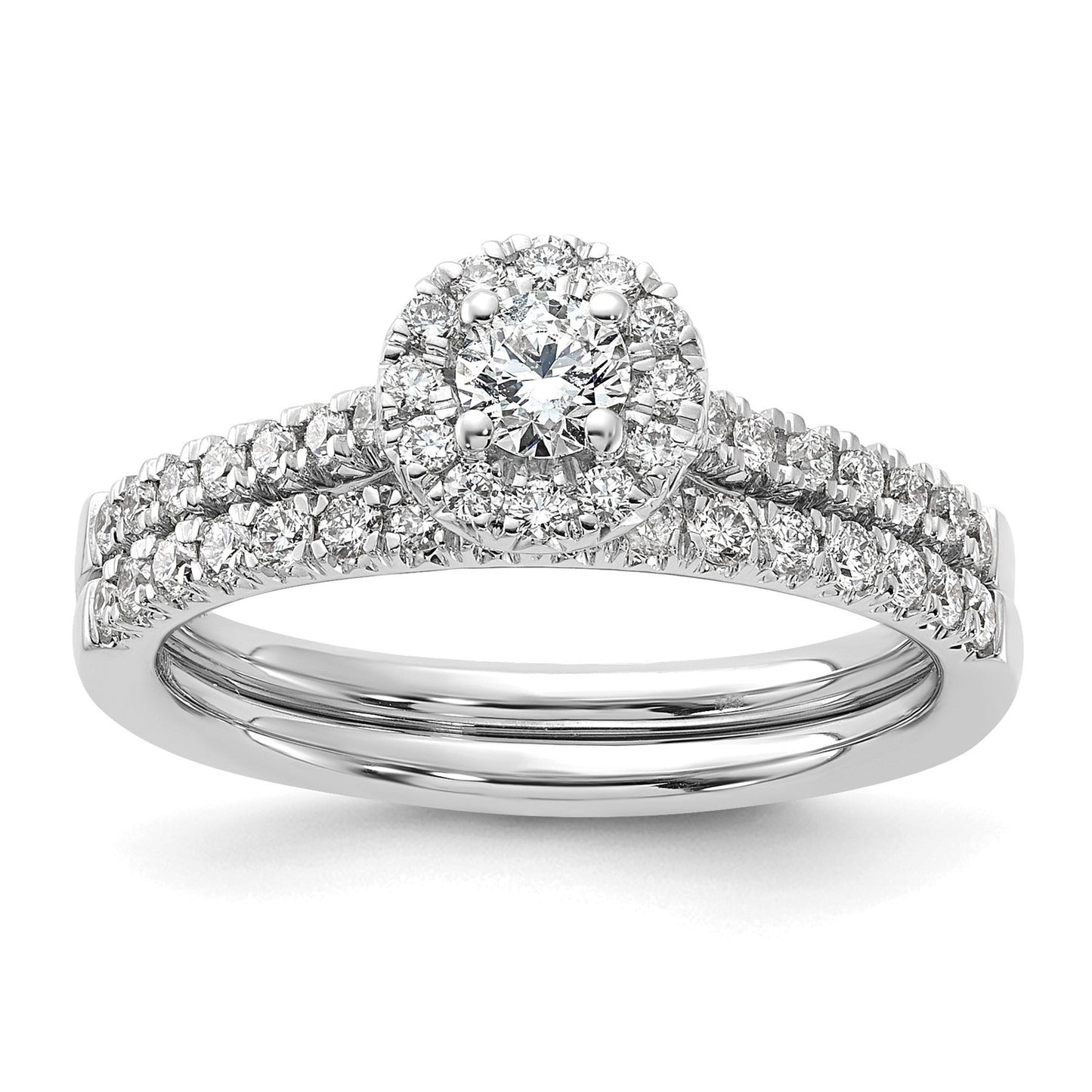 Lab Grown Diamond Halo Pave Ring 14K White Gold 0.5 ct