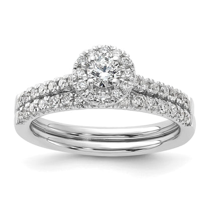 Lab Grown Diamond Halo Pave Ring 14K White Gold 0.5 ct