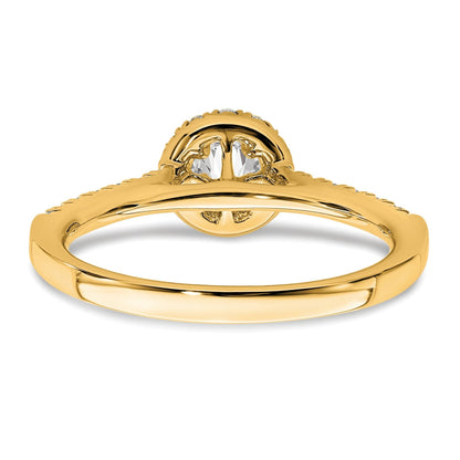 14k Yellow Gold Round Lab Grown Diamond Halo Engagement Ring 0.75 Ct