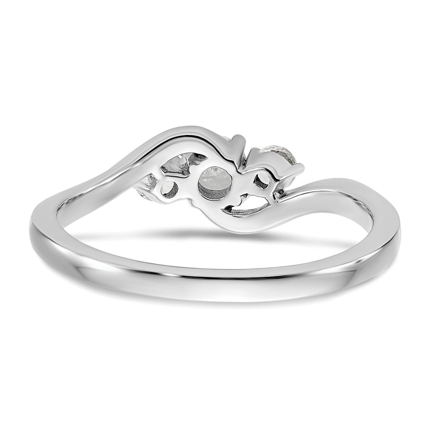 14K White Gold Lab Grown Diamond Petite Round Three Stone Ring 0.33 Ct
