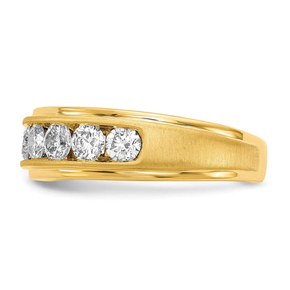 10K Yellow Gold Lab Grown Diamond 7 Stone Men's Wedding Ring 1.5 Ct