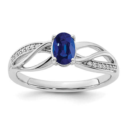 1 Ct Oval Blue Sapphire & Diamond Prong 14K White Gold Solitaire Bypass Ring