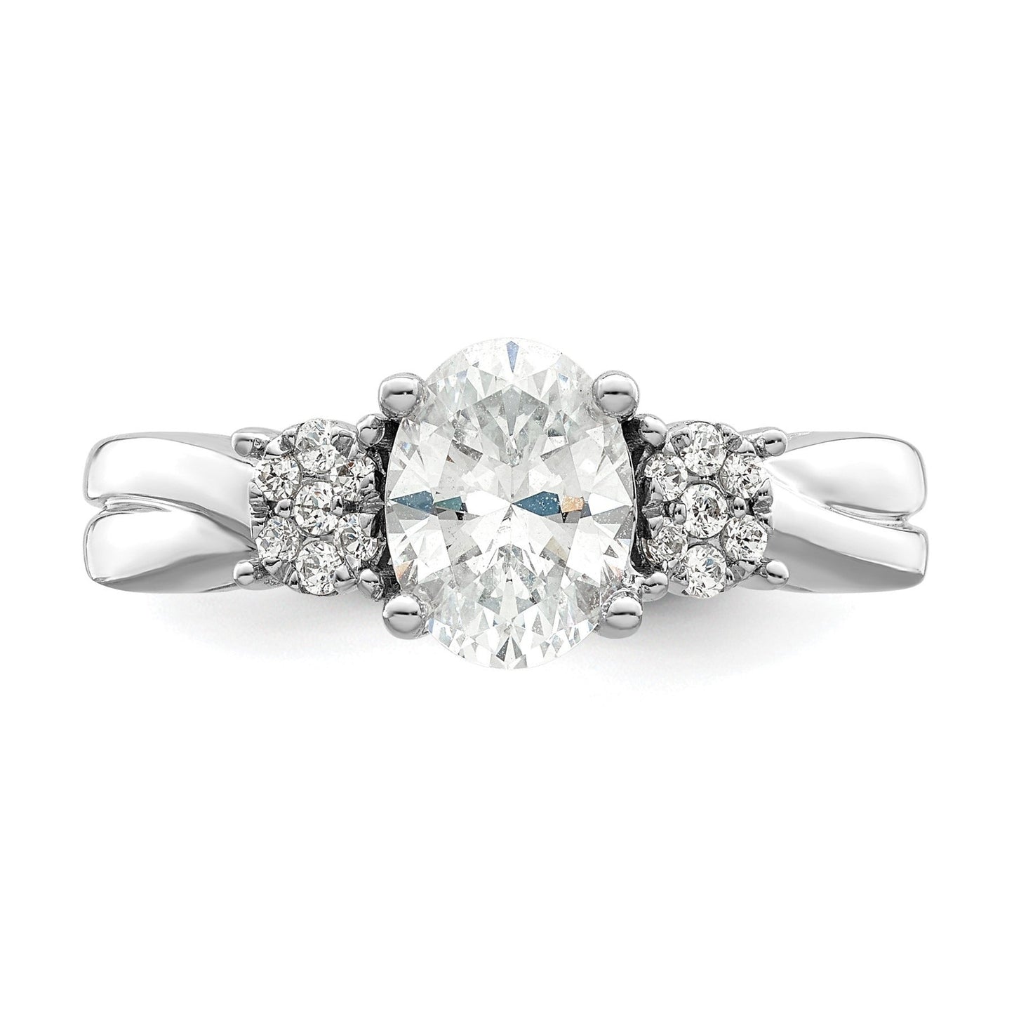 14K White Gold Lab Diamond 3-Stone Semi Mount Engagement Ring 1 Ct