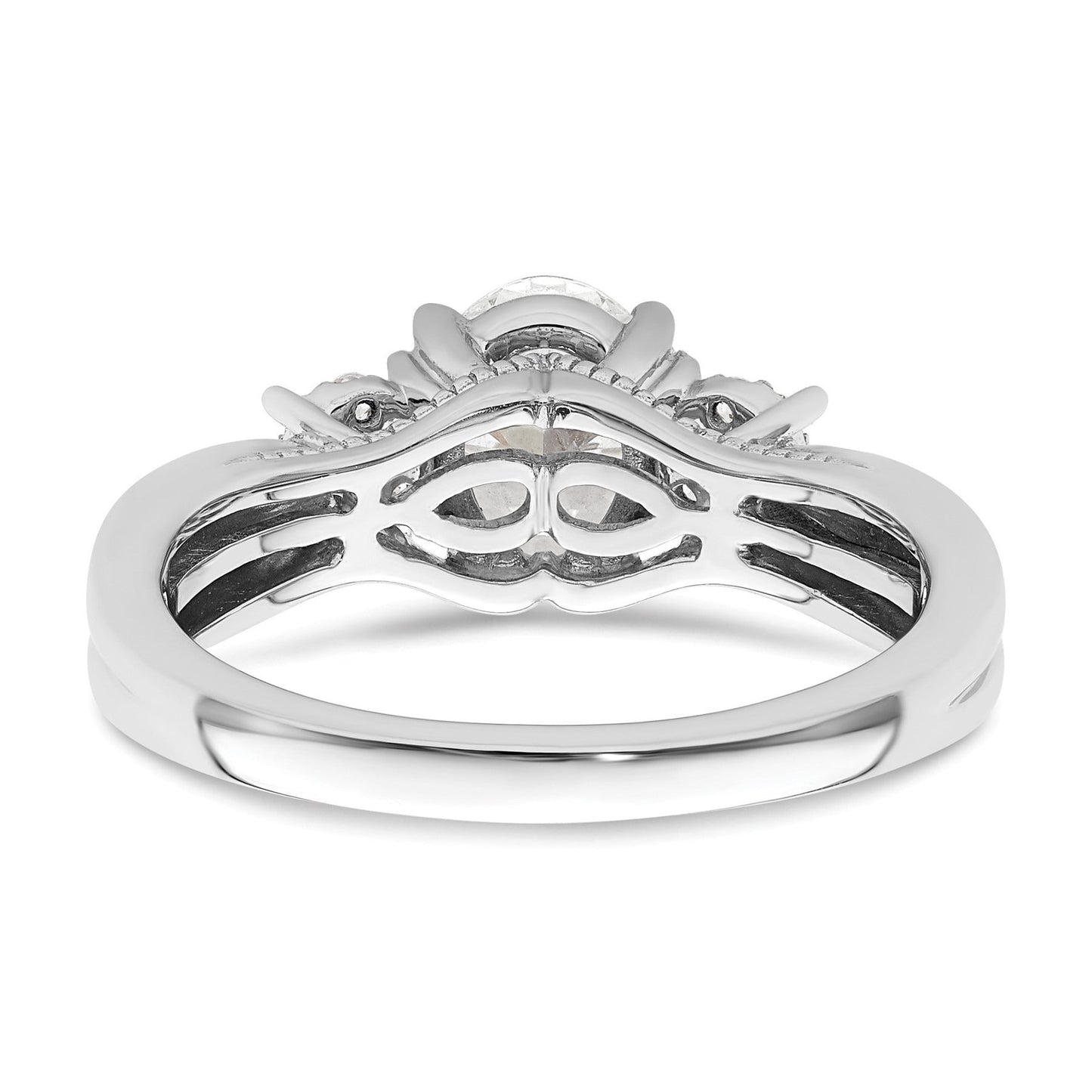 14K White Gold Lab Diamond 3-Stone Semi Mount Engagement Ring 1 Ct