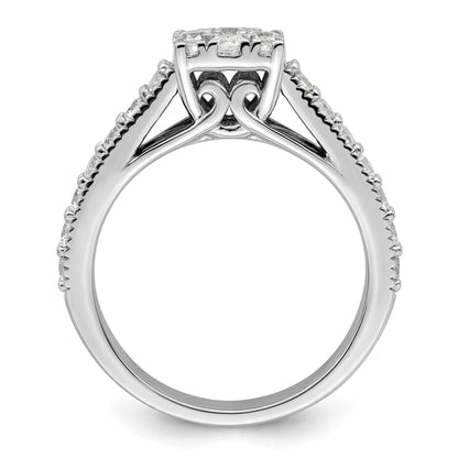 14K White Gold Lab Grown Diamond Cluster Engagement Ring 1 Ct