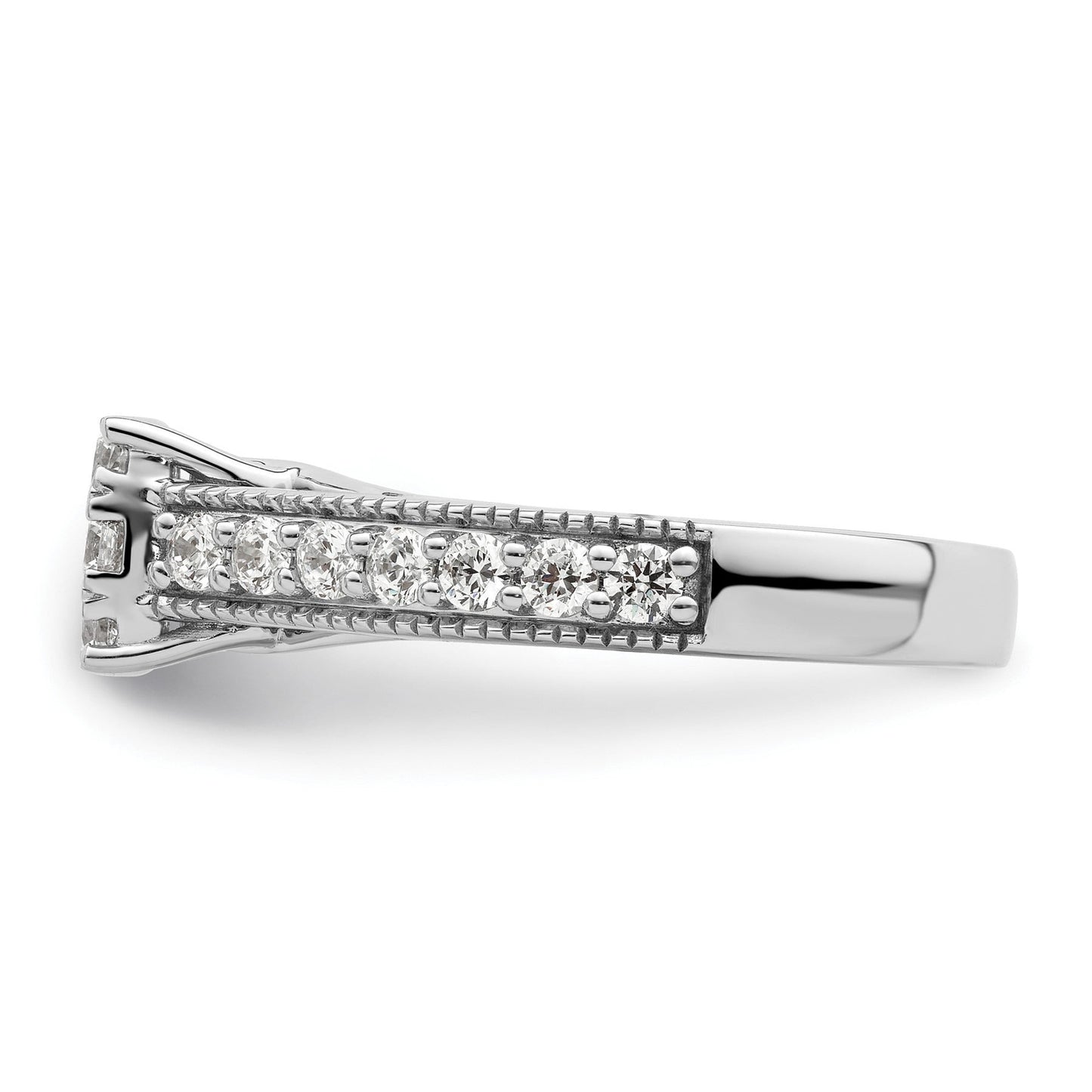 14K White Gold Lab Grown Diamond Cluster Engagement Ring 1 Ct