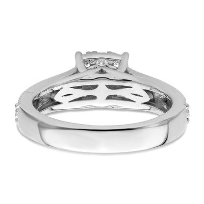14K White Gold Lab Grown Diamond Cluster Engagement Ring 1 Ct
