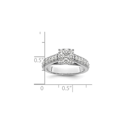 14K White Gold Lab Grown Diamond Cluster Engagement Ring 1 Ct
