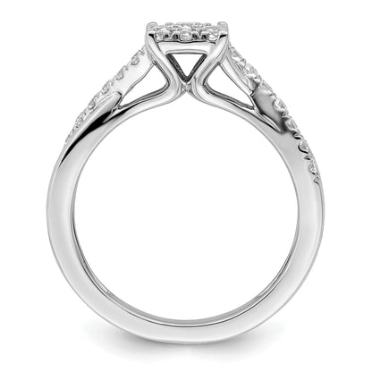 14k White Gold Lab Grown Diamond Cluster Engagement Ring 0.5 ct