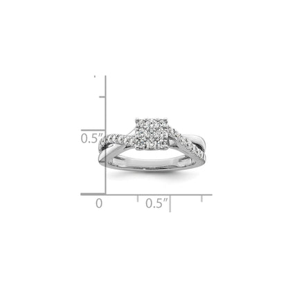 14k White Gold Lab Grown Diamond Cluster Engagement Ring 0.5 ct