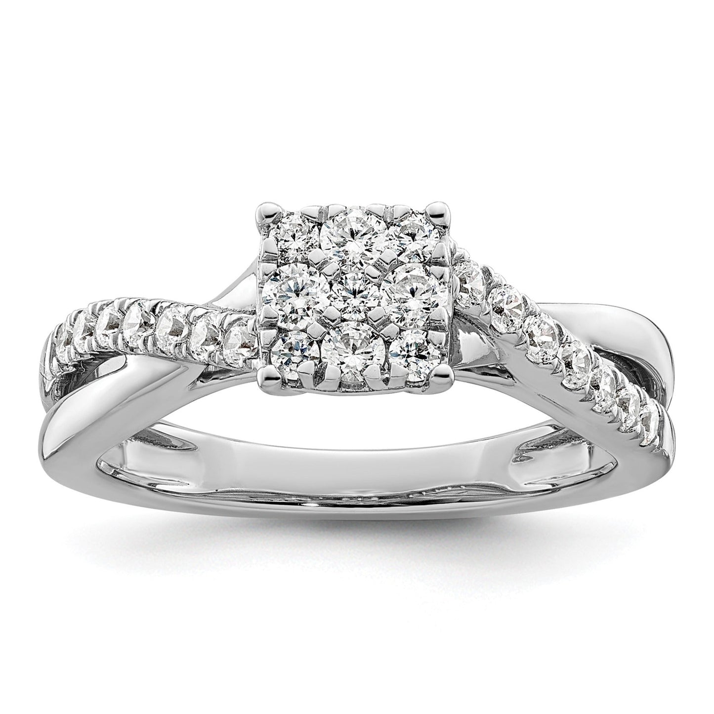 14k White Gold Lab Grown Diamond Cluster Engagement Ring 0.5 ct