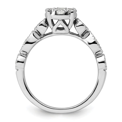 14K White Gold Lab Grown Diamond Cluster Engagement Ring 0.75 ct