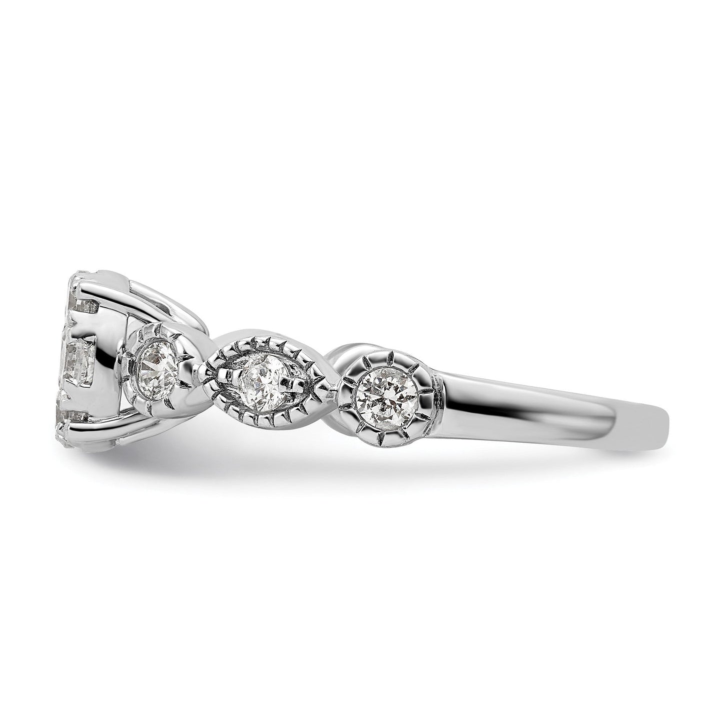 14K White Gold Lab Grown Diamond Cluster Engagement Ring 0.75 ct