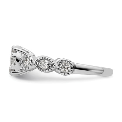 14K White Gold Lab Grown Diamond Cluster Engagement Ring 0.75 ct