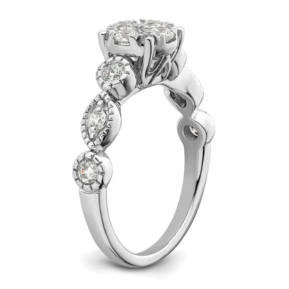14K White Gold Lab Grown Diamond Cluster Engagement Ring 0.75 ct