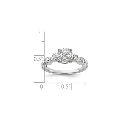 14K White Gold Lab Grown Diamond Cluster Engagement Ring 0.75 ct