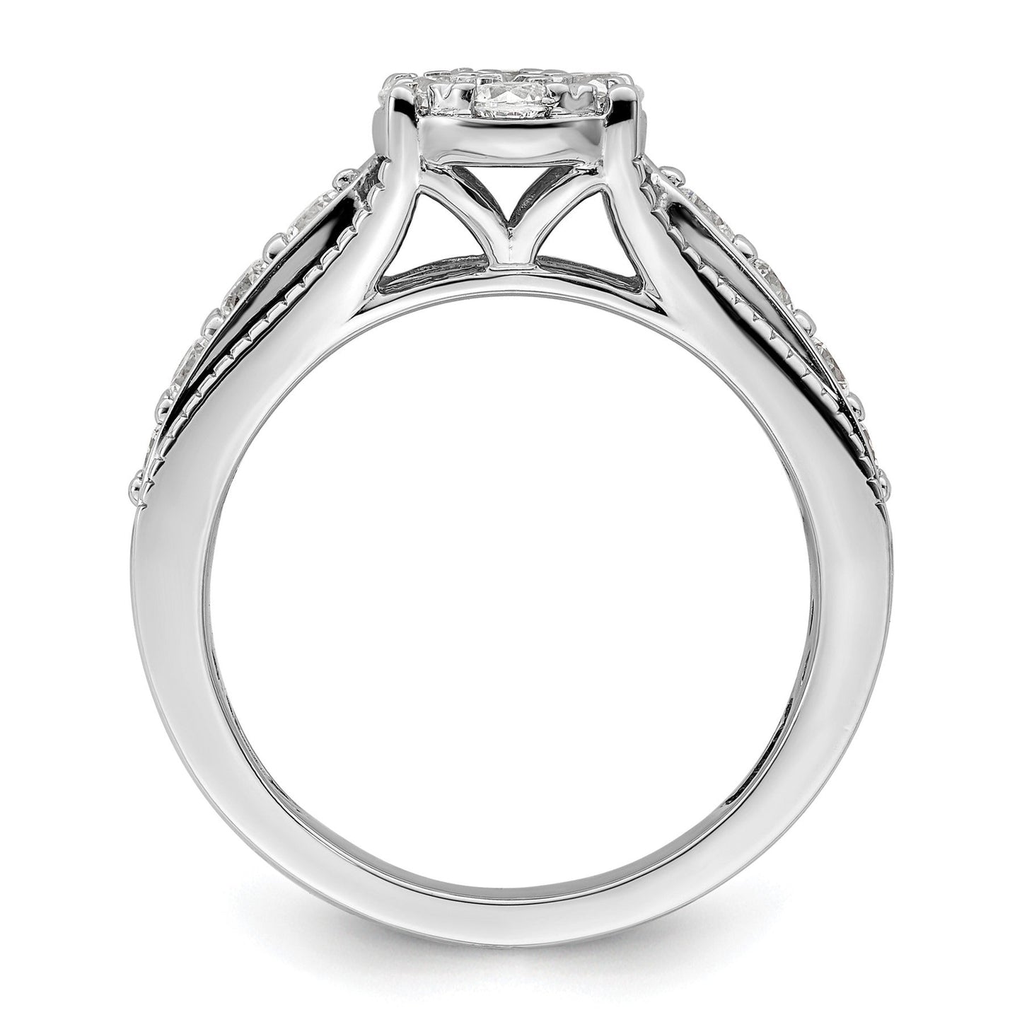 14k White Gold Lab Grown Diamond Cluster Engagement Ring 1 ct