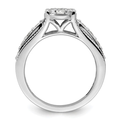 14k White Gold Lab Grown Diamond Cluster Engagement Ring 1 ct