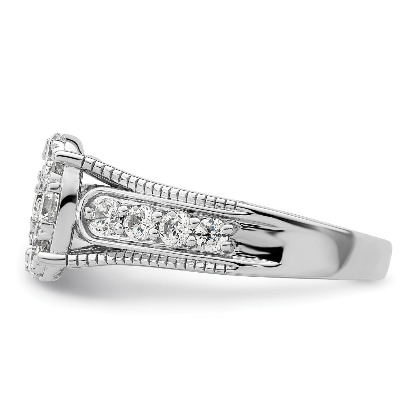 14k White Gold Lab Grown Diamond Cluster Engagement Ring 1 ct