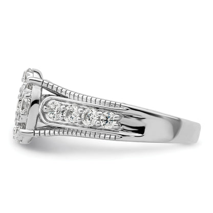 14k White Gold Lab Grown Diamond Cluster Engagement Ring 1 ct