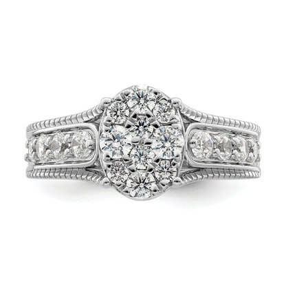 14k White Gold Lab Grown Diamond Cluster Engagement Ring 1 ct