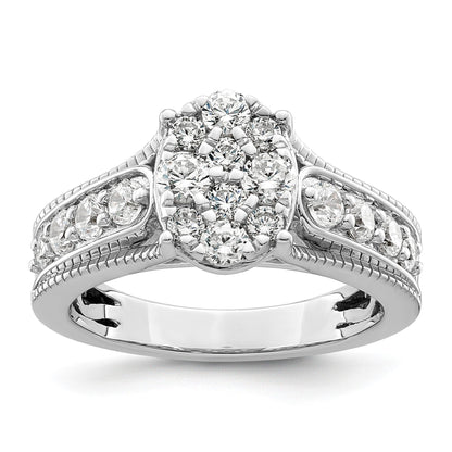 14k White Gold Lab Grown Diamond Cluster Engagement Ring 1 ct