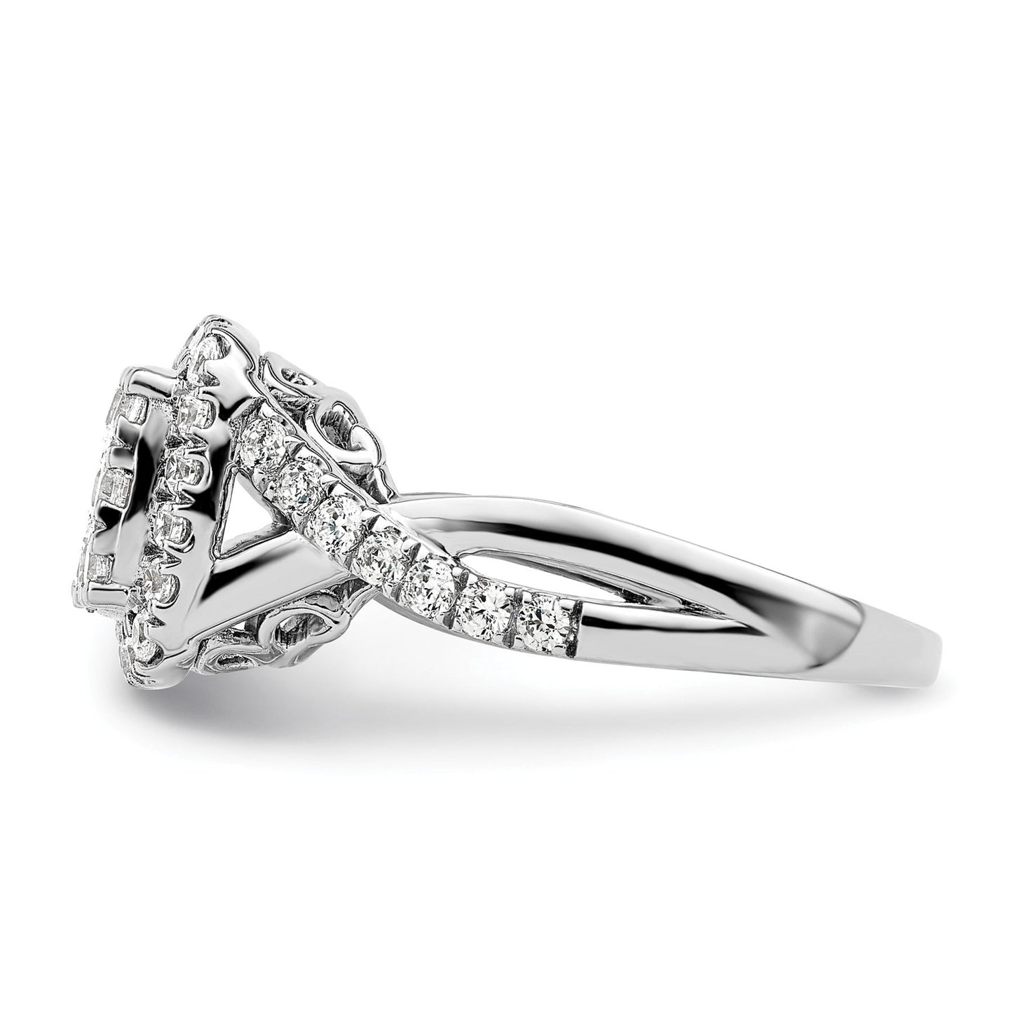14k White Gold Lab Grown Diamond Cluster Engagement Ring 1 ct