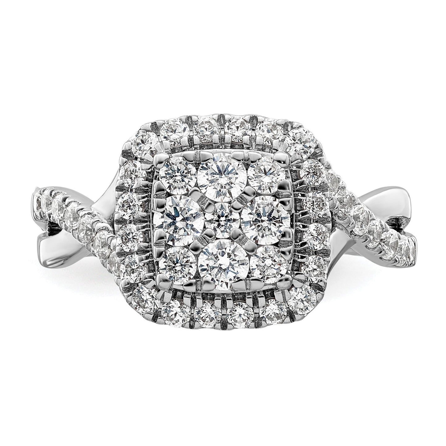 14k White Gold Lab Grown Diamond Cluster Engagement Ring 1 ct