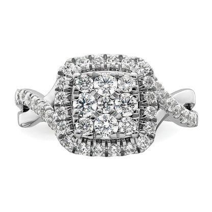 14k White Gold Lab Grown Diamond Cluster Engagement Ring 1 ct