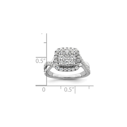 14k White Gold Lab Grown Diamond Cluster Engagement Ring 1 ct